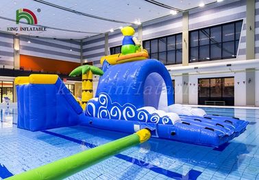 Blue / Yellow Surfing Boy Inflatable Water Parks Durable PVC Multipurpose Course