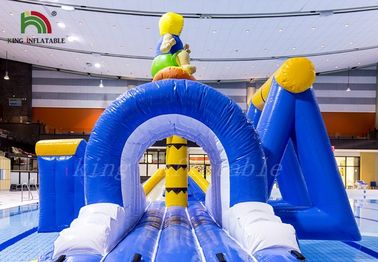 Blue / Yellow Surfing Boy Inflatable Water Parks Durable PVC Multipurpose Course