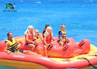 PVC Tarpaulin Inflatable Fly Fishing Boats Yellow / Red Towable UFO Toy For Beach Sports