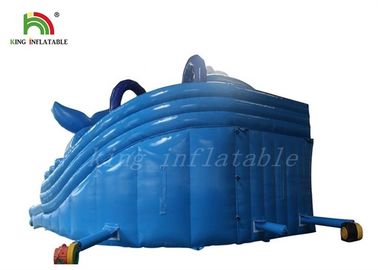 Blue One Lane Inflatable Water Slide With Bouncer For Water Park