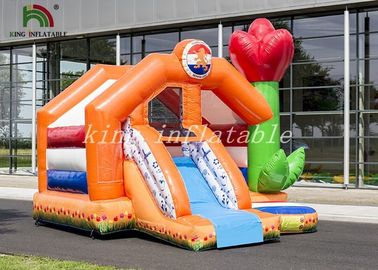 Orange Inflatable Bouncee House Combo Slide Bright Tulip PVC Backyard Playground