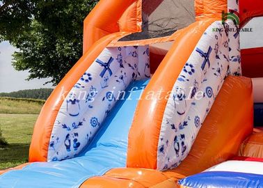 Orange Inflatable Bouncee House Combo Slide Bright Tulip PVC Backyard Playground