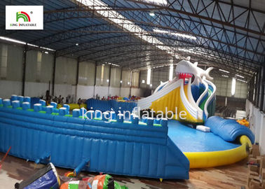 Giant Cartoon Inflatable Swimming Pool With Two Side Slide Double Sewing