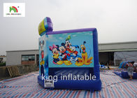 Blue Inflatable Bouncy Castle For Kids Jumping Cartoon Printing