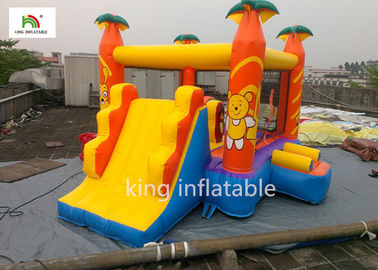 Yellow Cartoon Inflatable Jumping House With Climb Slide Outdoor Entertainment