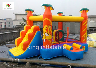 Yellow Cartoon Inflatable Jumping House With Climb Slide Outdoor Entertainment