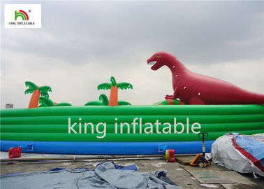 Dinosaur Style Inflatable Water Parks With Pool PVC Tarpaulin UV Resistant