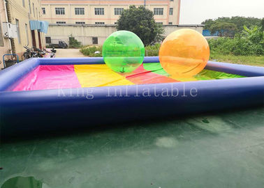 8 * 8 m PVC tarpaulin Blue Rainbow Color Inflatable Water Pool For Kids Playing