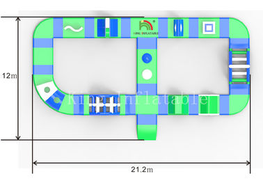 Outdoor Green PVC Tarpaulin Inflatable Water Obstacle Course For Adults