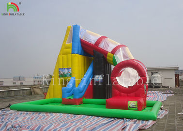 Protecting Net Red Color Inflatable Pool Water Slide For Backyard EN14960 EN71