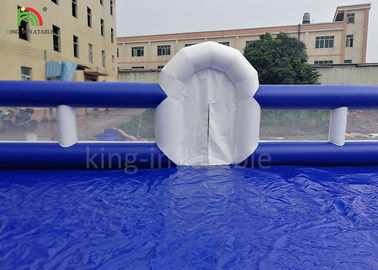 Movable Blue Inflatable Soccer Ball Football Field 16 m *8 m Anti - Ruptured