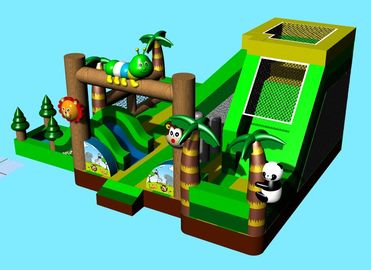 Green Animal Theme Panda Inflatable Amusement Park Toddler Playground Bouncer Castle