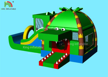 Indoor Inflatable Park Obstacle Course Jumping Castle Green Crocodile ， Coconut  Forest - Themed Blend