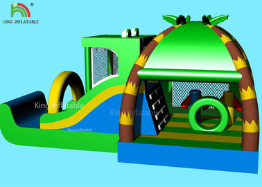 Indoor Inflatable Park Obstacle Course Jumping Castle Green Crocodile ， Coconut  Forest - Themed Blend