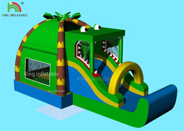 Indoor Inflatable Park Obstacle Course Jumping Castle Green Crocodile ， Coconut  Forest - Themed Blend