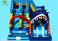 Blue Sharp Model Inflatable Slide Bouncer With  Logo Printing 6*5*3.7 M
