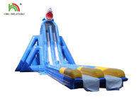 Anti - Tear Beach Giant Inflatable Water Slide Blue Double Lanes For Adults