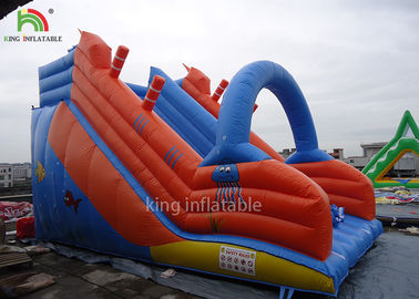 Red Blue PVC Tarpualin Inflatable Dry Slide Puncture - Proof For Kindergarten