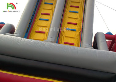 Red Car Cartoon Inflatable Dry Slide Double Lanes For Boys / Kids Outdoor Playground