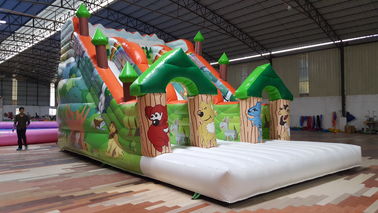 Forest Theme Inflatable Dry Slide Green Tree Kids Playground For Commercial Rental