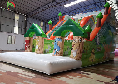 Forest Theme Inflatable Dry Slide Green Tree Kids Playground For Commercial Rental