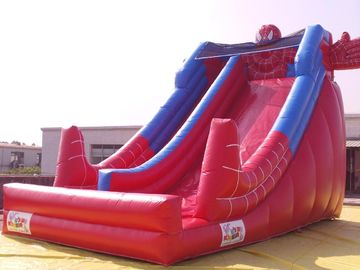 Red Color PVC Inflatable Water Slide With Pool In Front Of / Spiderman Slides For kids