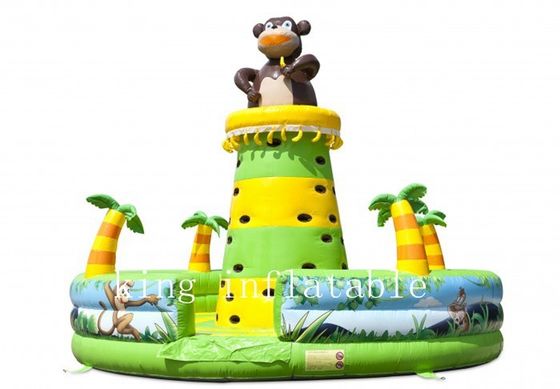 Jungle Theme Monkey Inflatable Climbing Tower Wall With Trees