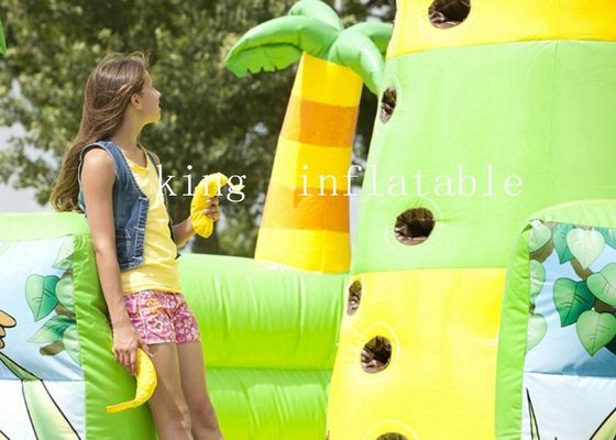 Jungle Theme Monkey Inflatable Climbing Tower Wall With Trees