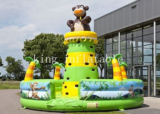 Jungle Theme Monkey Inflatable Climbing Tower Wall With Trees