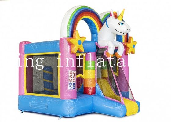 EN71 Magic Unicorn Inflatable Combo Bounce House With Slide