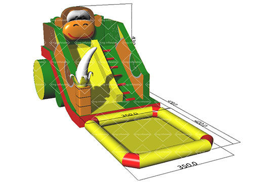 9m Long Inflatable Monkey Water Slide With Removable Pool