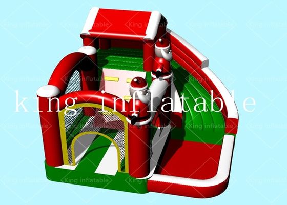 EN71 Inflatable Christmas Products Bouncy Castles With Slide  PVC Tarpaulin