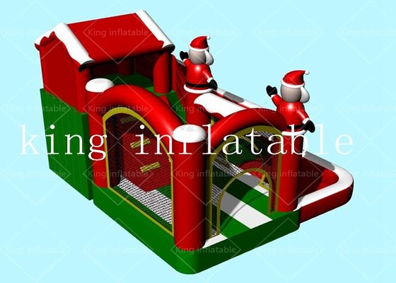 EN71 Inflatable Christmas Products Bouncy Castles With Slide  PVC Tarpaulin