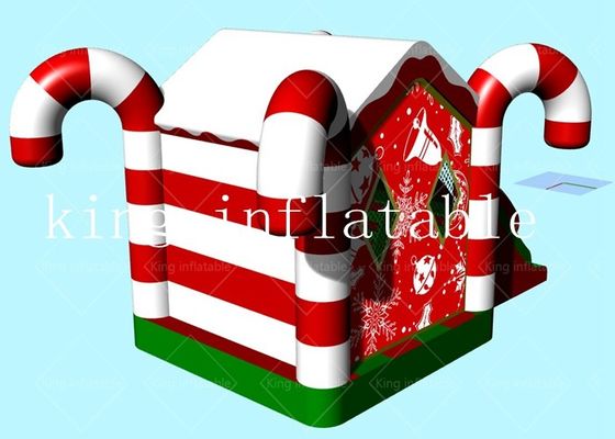 Outdoor Merry Christmas Inflatable Bounce house Dry Slide With Air Blower