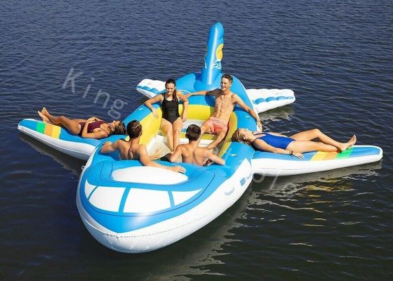 Blue 0.9mm PVC Tarpaulin Big Inflatable Water Toy Floating Airplane