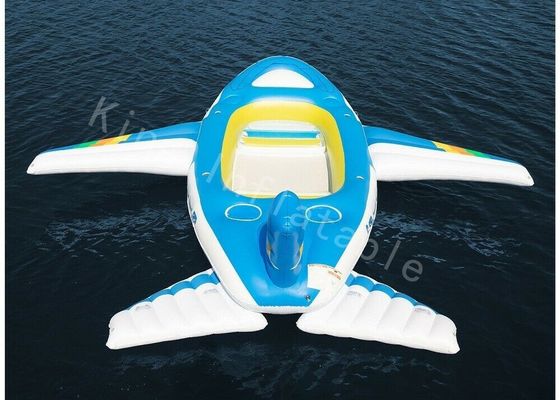 Blue 0.9mm PVC Tarpaulin Big Inflatable Water Toy Floating Airplane