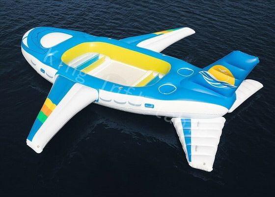 Blue 0.9mm PVC Tarpaulin Big Inflatable Water Toy Floating Airplane