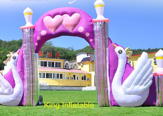 420D Nylon Fabric Swan Inflatable Arches With Air Blower