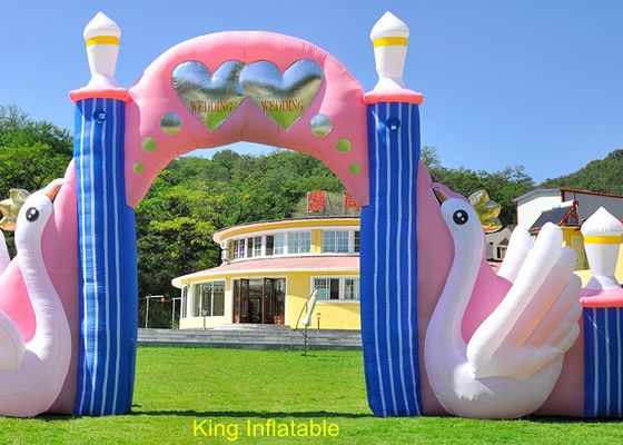 420D Nylon Fabric Swan Inflatable Arches With Air Blower