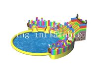 Double Stitching Inflatable Water park playground giant slide With Pool
