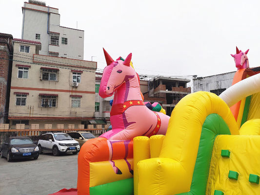 Inflatable Unicorn Carriage Dry Slide Outdoor With Air Blower