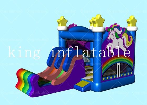 PVC Tarpaulin OEM Unicorn Rainbow Inflatable Bouncer Castle