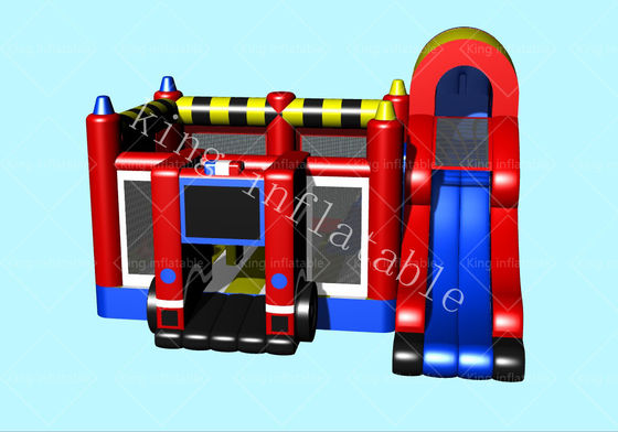 0.55mm PVC Tarpaulin Kids FireTruck Themed Jumping Castle