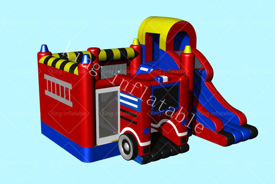 0.55mm PVC Tarpaulin Kids FireTruck Themed Jumping Castle