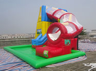 Kids / Adults Outdoor Red Inflatable Swimming Pool Water Slide 0.55 mm PVC