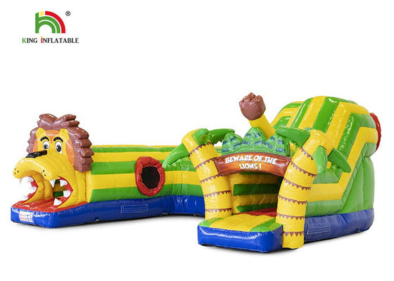 PVC Outdoor Lion Carton Bounce Obstacle Course 6.5*5.5*3.2m