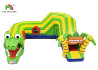 Outdoor 6.5x5.5m Green Crocodile Inflatable Obstacle Course Inflatable Sports Games