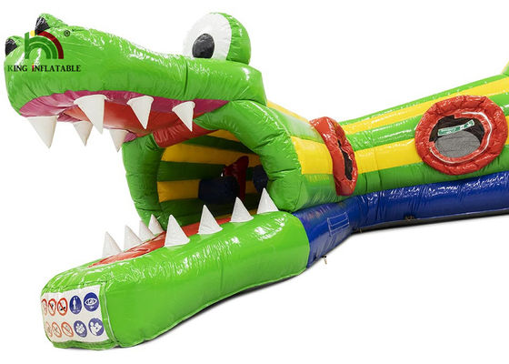 Outdoor 6.5x5.5m Green Crocodile Inflatable Obstacle Course Inflatable Sports Games