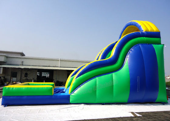 Commercial Inflatable Giant Jumping Water Slide Twist wave slide With Pool 18 * 8m