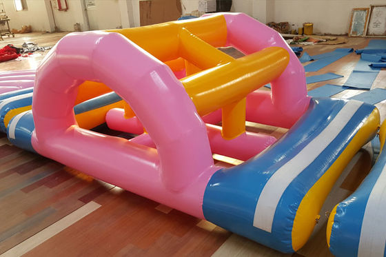 Pink Amusement Inflatable Water Park With Color Printing